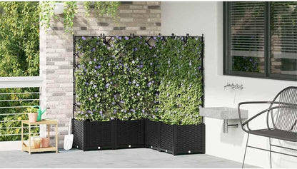 Gecheer Trellis 42002843 Plantenbak, 5 stuks, zwart, 120 x 120 x 143 cm, voor balkon, tuin, terras, bloemen - QUORE