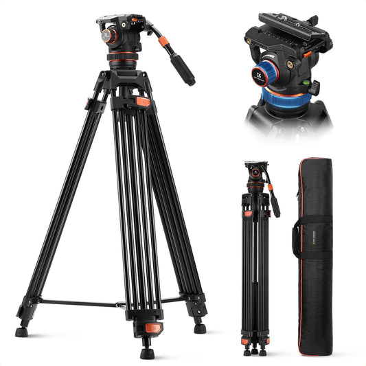 Videostatief – Camerastatief – Fotostatief – Driepootstatief – Tripod – Verstelbaar Van 89 Tot 191 Cm – Aluminiumlegering Met 360°-Vloeistofkop