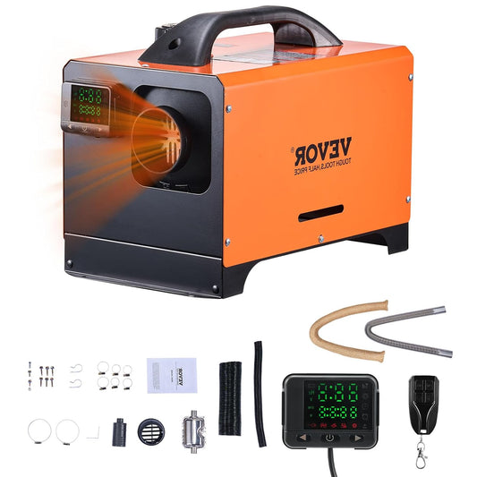 VEVOR Portable Diesel Heater, 12 V, 8 KW, Diesel Air Heater, 0.16 - 0.62 L/h, 8-36 °C, Adjustable 20-25 m², LCD Control and Remote Control, Tank 5 L, for Motorhome, Car, Without - QUORE