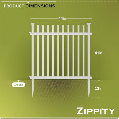 Zippity Outdoor Products ZP19057 Burbank No Dig Vinyl Fence 44" B x 41" H, Wit