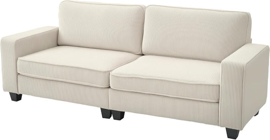 3-zitsbank – 3-zits sofa – zitbank – tweezitsbank – corduroy bank – duurzame binnenvering – 400 kg draaggewicht – crèmewitte kleur – 227 x 84 x 87 cm