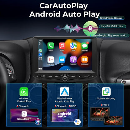 SWTNVIN 9 inch autoradio voor Jeep Wrangler JK 2011 2012 2013 2014 2015 2016 2017, Android 14 GPS 1280x720P IPS QLED-scherm, CarPlay & Android Auto, 4G LTE/5G WiFi, DTS, Octa-Core 4 + 6 GB