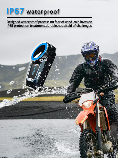 Motorfiets Bluetooth-headset【Mesh Intercom】【BT5.0 dubbele chip】 1000 M motorfiets communicatiesystemen 8 rijders motorhelm Bluetooth, CVC+DSP ruisonderdrukking muziek delen IP67 2Pack