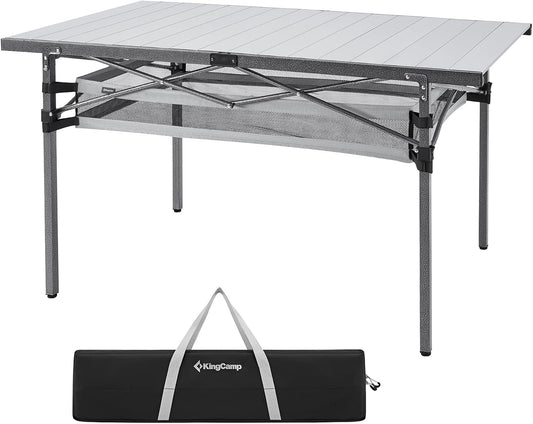 KingCamp Aluminium campingtafel, tuintafel, oprolbare klaptafel voor 4-6 personen, tot 80 kg