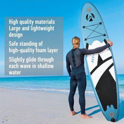 Stand up Peddelbord, Opblaasbaar SUP-board Set 150KG/ 305×71×15cm met Complete Premium Accessoires voor alle Moeilijkheidsgraden, Lichtblauw