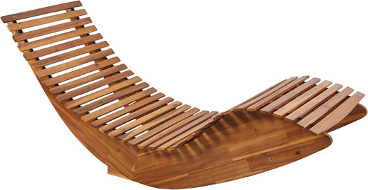 Beliani Outdoor Garden Patio Rocking Chair Sunbed Acacia Wood Natural Brescia II - QUORE