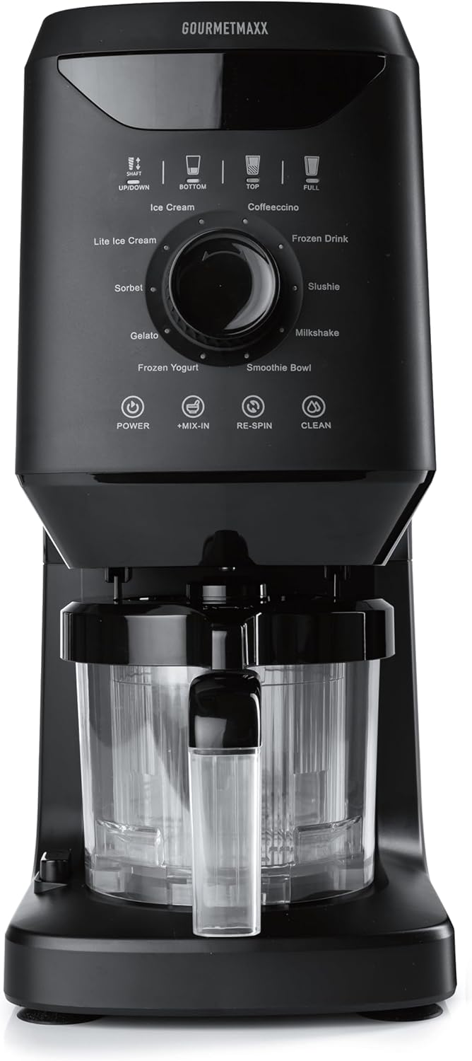 GOURMETmaxx SmoothUp ijsmachine, 800 watt, 10 programma's, incl. mix-in-functie, ijsmachine, slushies en ijs zelf maken, led-display, inclusief 2 bekers