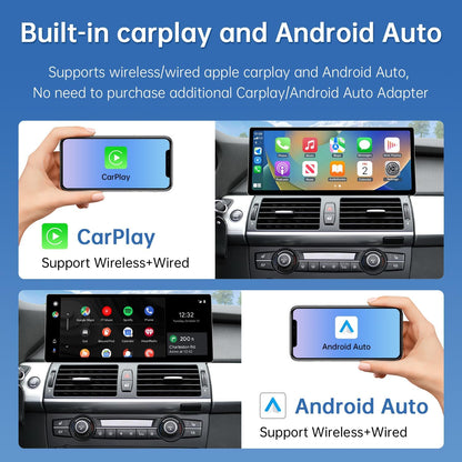 Road Top CarPlay Screen, 12.3 inch Car Radio Touch Screen for BMW X5 X6 Series E70/E71 with CCC System (2007-2009 years), Car Stereo with Narrow Bezel, Compatible with CarPlay/Android Car/MirrorLink - QUORE
