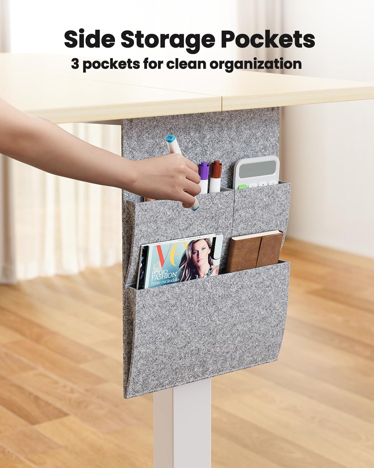 ErGear Stand Desk 120x60cm, Supports up to 80kg Height Adjustable Electric Standing Desk with Storage Bag, Sit-Stand Adjustable Desk with Backpack Hook and Memory Smart Panel for Home Office - QUORE