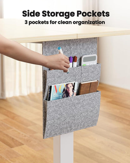 ErGear Stand Desk 120x60cm, Supports up to 80kg Height Adjustable Electric Standing Desk with Storage Bag, Sit-Stand Adjustable Desk with Backpack Hook and Memory Smart Panel for Home Office - QUORE