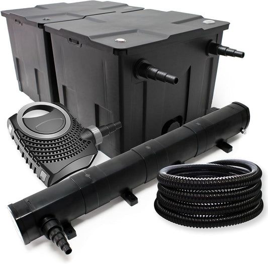 Filterset bio-vijverfilter 60.000l, UVC-zuiveraar 72W, pomp en slang 25m