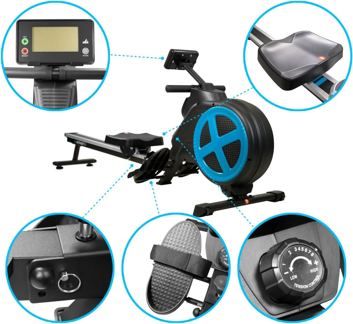 Rower Ultra Camera Rowing Device Foldable Magnetic Adjustable 8 Levels - QUORE