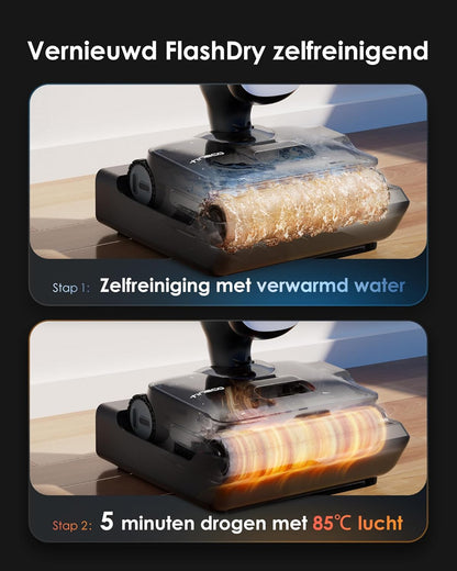 Tineco Floor One S9 Artist nat-droog stofzuiger, 22kPa, 360° SmoothDrive, anti-klit, zelfreinigend, 50 minuten werktijd, reinigen met dubbele rand, 180° Lay-Flat, Flashdry bij 85°C