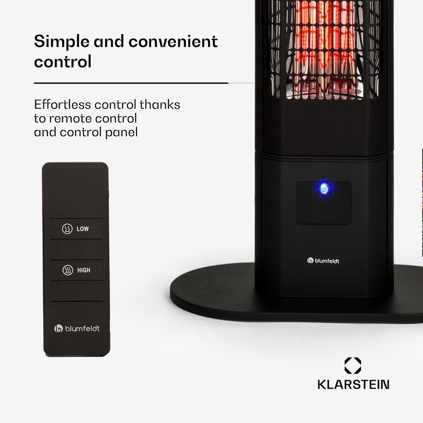 blumfeldt Heat Guru, infrarood terrasverwarmer, infraroodverwarming, IP54 buiten, staand apparaat met afstandsbediening, infraroodstraler 3000W