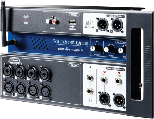 Soundcraft Ui12 Digitale mixer met 12 kanalen en afstandsbediening, zwart kanaal 12 12 kanalen zwart