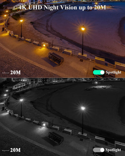[10X Hybrid Zoom] Ctronics 4K 8MP Outdoor Security Camera with Dual-Lens, Auto Tracking & Zoom, 2.4/5GHz WiFi, AI Human/Vehicle/Animal Detection, 256GB TF/Cloud/FTP/NAS Storage, Color Night Vision