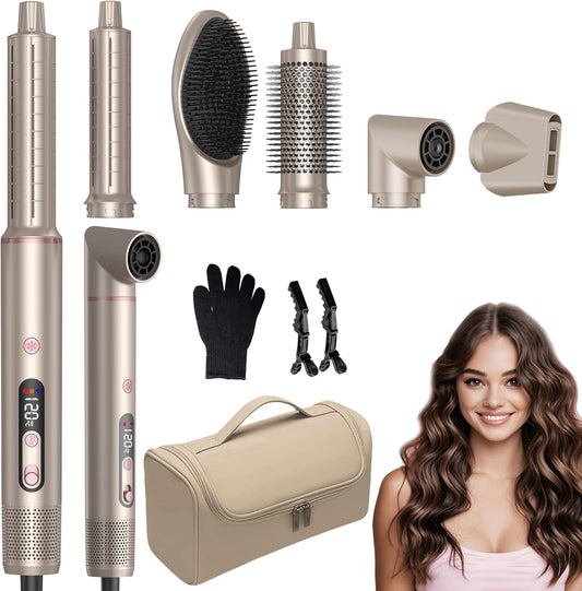 UKLISS Hairstyler 6-in-1 set - 1400 W ionen-haardroger & Pro Airstyler haarstyler met 32 mm Air krultang, Air Brush | ronde borstelföhn multistyler snelle styling voor alle haartypes