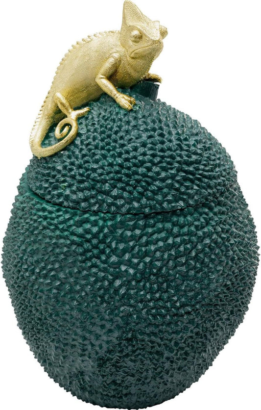 Kare Design deco blik Jackfruit kameleon, groen, 41x26x27 cm, bewaardoos, kameleon motief, handgemaakt, woonkamer