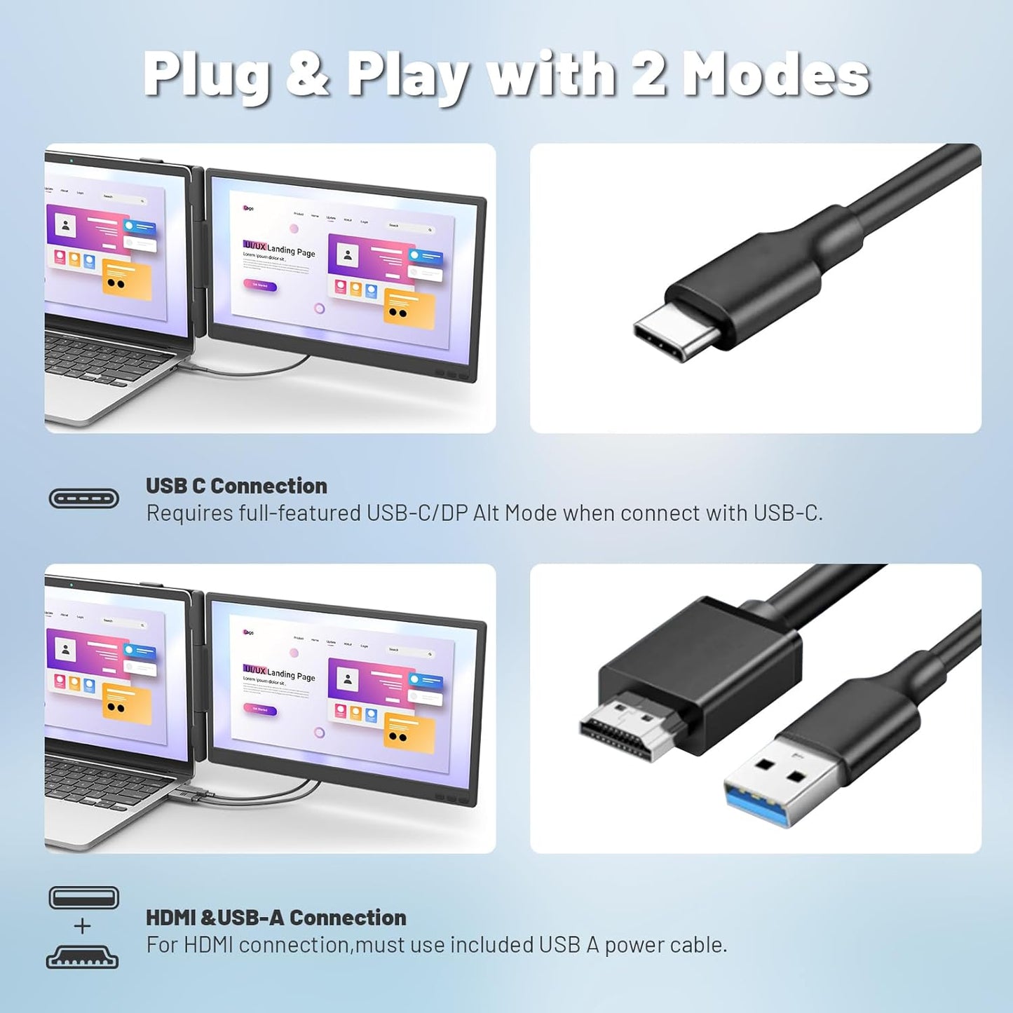 Laptopschermverlenging – Schermvergroter – Laptop Extensie – Monitor Uitbreiding – USB Schermuitbreiding – 14 Inch – Lichtgewicht 0,88 KG