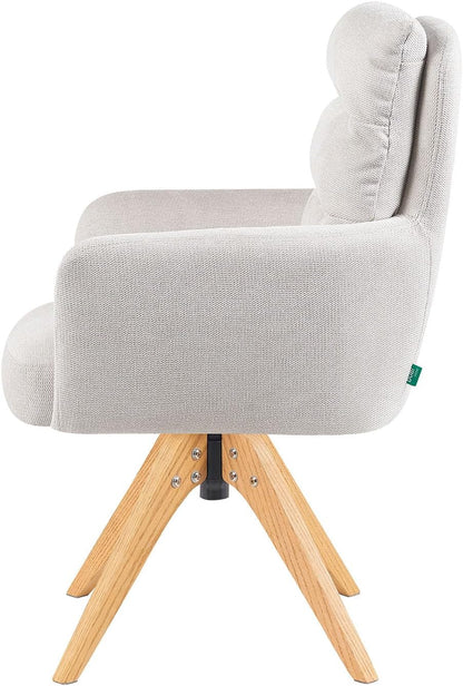 DUBI Möbel Dining chair Mika-Juna, cream, frame 360° rotatable oak oiled nature - QUORE
