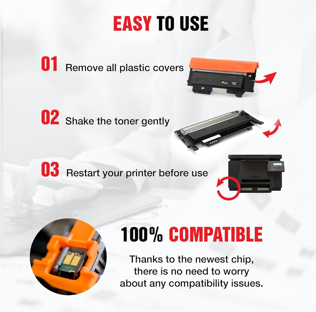Toner Experte 117A Toner Cartridge Replacement for W2070A W2071A W2072A W2073A for Color Laser MFP 178nwg 178nw MFP 179fwg 179fnw 150a 150nw Printer 4 Pack - QUORE