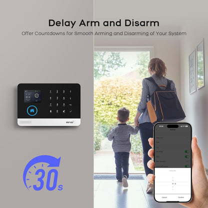 Draadloos huisalarm, draadloze alarmset met sirene 120 dB, intelligente afstandsbediening, spraakuitnodiging, lcd-display, veiligheid voor thuis, kantoor (X103-EU-2G-F)