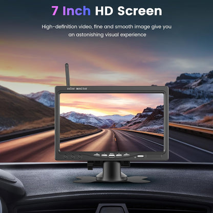 Draadloze Achteruitrijcamera (Dual) met 7-inch HD IPS Monitor, IP68 Waterdichte Auto Achteruitrijcamera voor Auto, Vrachtwagen en SUV Bestelwagens