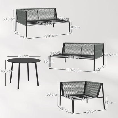 Loungeset – Tuinmeubelset – Buitenmeubels – Balkonset – Terrasmeubels – Weerbestendig Gepoedercoat Staal – Modulaire Opstelling Met Comfortabele Kussens