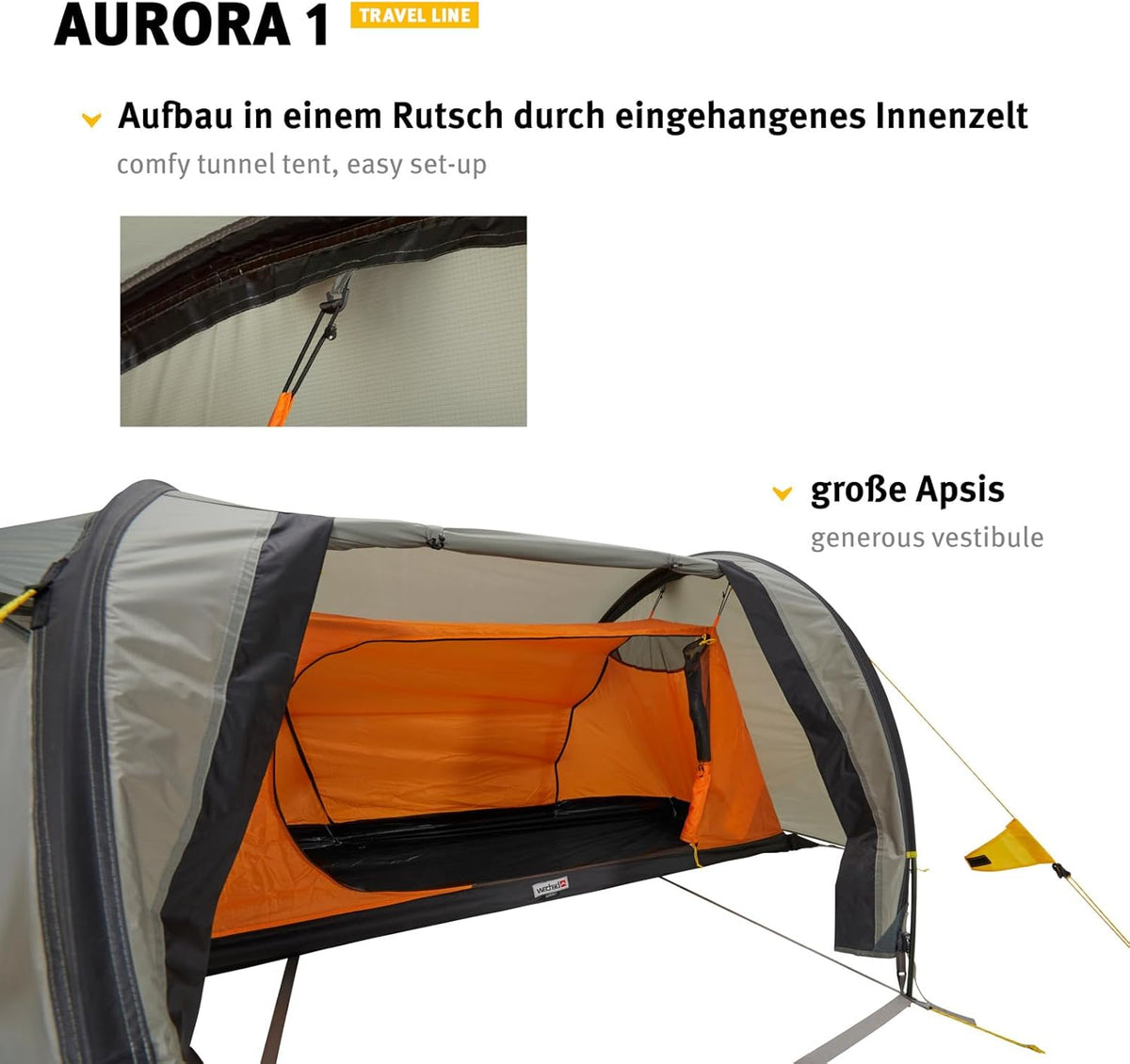 Wechsel Tents Aurora 1 Tunnelzelt - Travel Line - 1 Persoons Tent, 5.000 mm Waterkolom