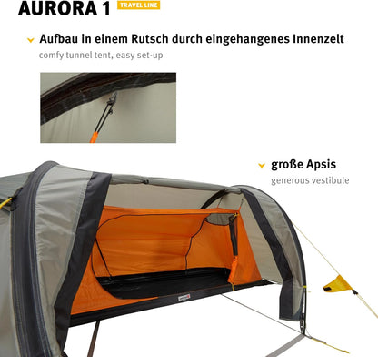 Wechsel Tents Aurora 1 Tunnelzelt - Travel Line - 1 Persoons Tent, 5.000 mm Waterkolom