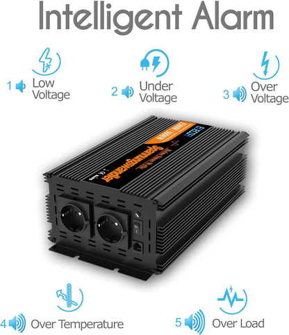 EDECOA Omvormer Zuivere Sinus 2500W Spanningsomvormer 12v 220v 230v met LCD-scherm, EU stopcontacten,USB-poorten en Afstandsbediening Stroomomvormer 5000W Autolader