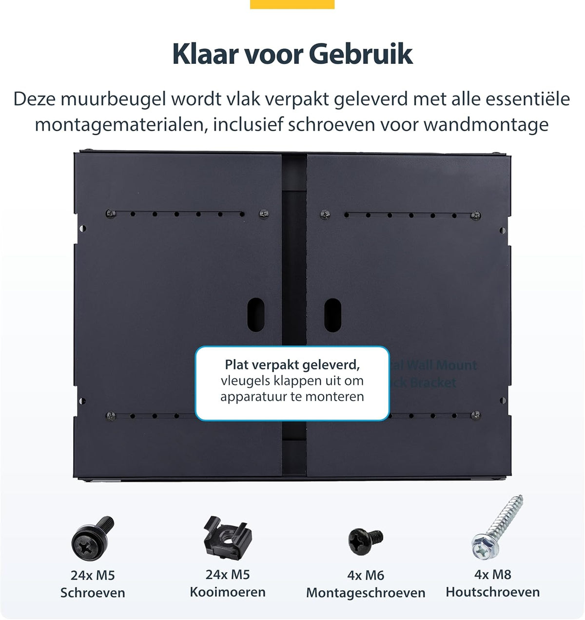 8U wandmonteerbaar serverrack – 19 inch rack – netwerkrek – serverrek – open frame rack – Verstelbare diepte 24,5 tot 39,7 cm – Draagvermogen tot 40 kg