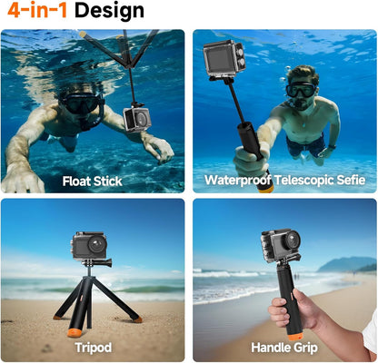 SVBONY SvGo2 Action Camera 4K30FPS, 20MP, Waterdichte Behuizing Onderwatercamera 30M, 5x Zoom Touchscreen Sportcamera's, met Bekabelde Microfoon, EIS Anti-shake, Afstandsbediening, voor Sport Vlog