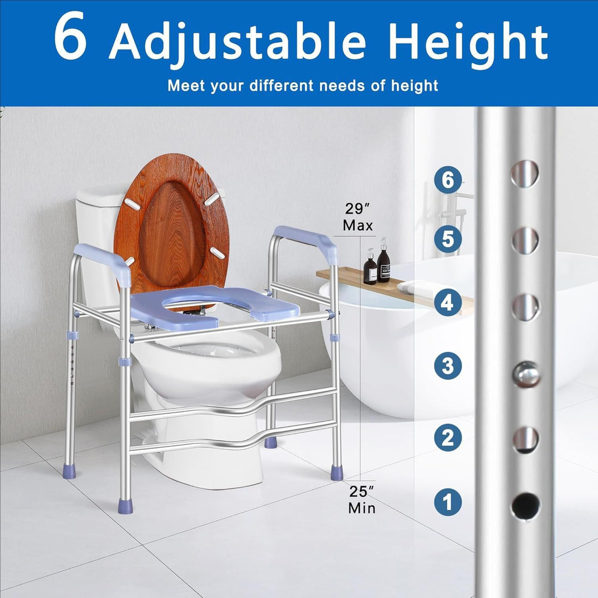 Toiletverhoger voor volwassenen, in hoogte verstelbaar, antislip, vervangbaar, geen boren, geschikt voor ouderen, gehandicapten, zwangere vrouwen, enz.