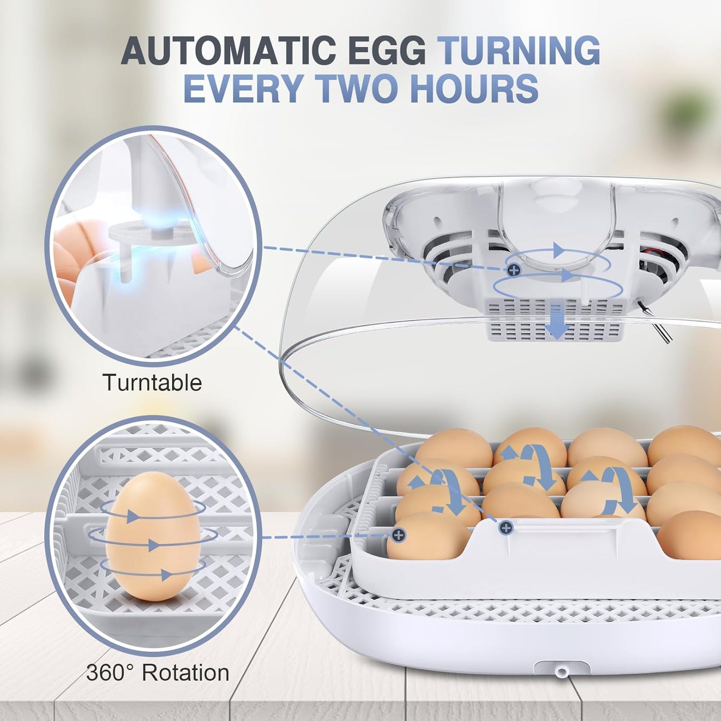 Automatische Couveuse 16 Eieren Blauw – Incubator – Broedmachine – Eierincubator – Broedkast – Automatische Eierdraaiing – Externe Watervulling