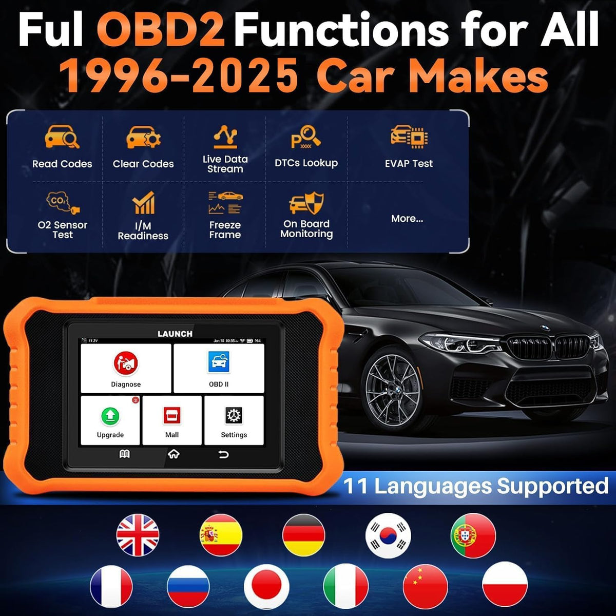 obd2 uitleesapparaat – diagnoseapparaat – codelezer – autobox – foutcode scanner – 50+ Resetfuncties – Bidirectionele Actieve Test