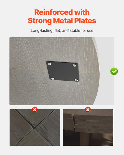 VEVOR Ronde eettafel 1200 mm houten tafel belasting 136,1 kg moderne ronde meubels met plank en metalen poten voor keuken thuis woonkamer grijs alleen tafel