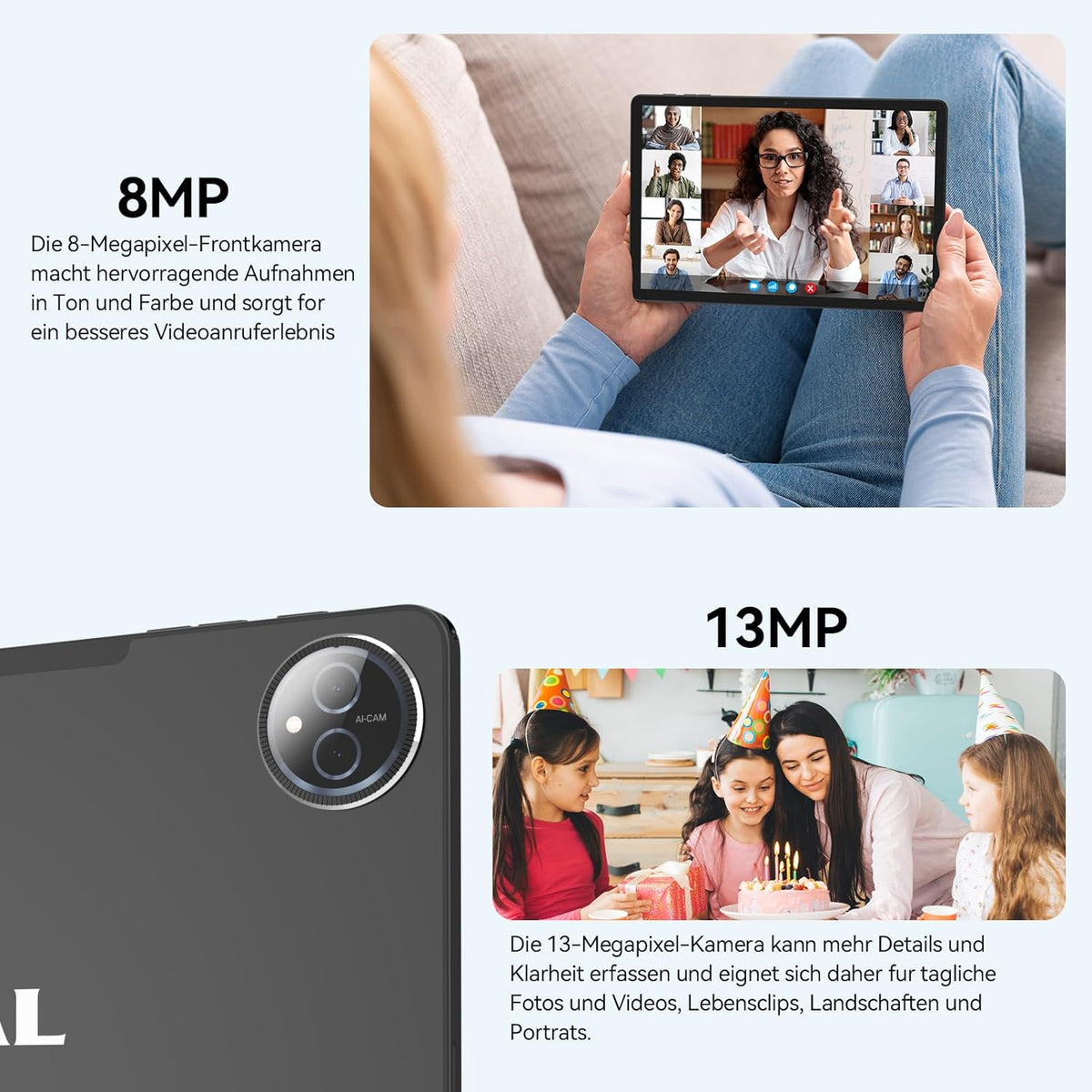 FEONAL 11 Inch Android 15 Tablet Octa-Core 16GB RAM 128GB ROM+1TB, 13MP+8MP Camera, 5G WiFi & Bellen, Met Muis/Toetsenbord/Pen