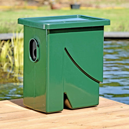 AquaForte CompactSieve, 49 x 32 x 55 cm, zebelement 40 x 24 cm en doorlaat 300 micron, max. vermogen 15 m³/uur, pompingang 3 kranen 25/32/40 mm slangaansluiting, af- en overloopbeveiliging 75 mm