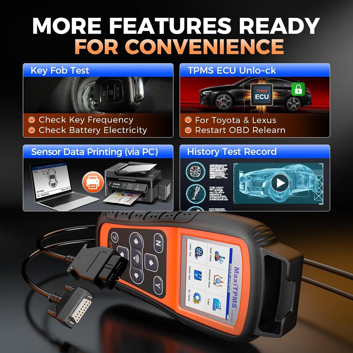 TPMS Tool – Banden Sensor Tester – TPMS Programmer – Banden Spanning Monitor – TPMS Resetter – Ondersteunt MX-Sensoren 315/433 MHz – Gratis Levenslange Wifi Updates - QUORE