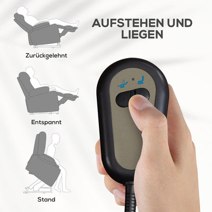 Elektrische TV-Stoel – Relaxstoel – Seniorenstoel – Opstaanstoel – Verstelbare Fauteuil – Elektrische Opstahulp – Verstelbare Rugleuning Tot 135° – Ademend Linnenlook Materiaal