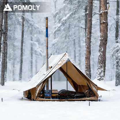 POMOLY CHALET 70 Pro draagbare huttent met kachelkrik en twee tentstokken voor 1-2 personen wandelen, jagen, backpacken | 2024
