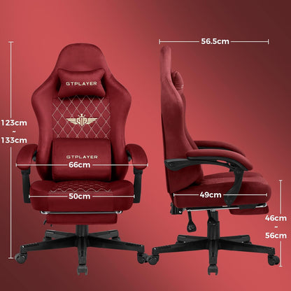 Gamingstoel – Gamestoel – Bureaustoel – PC Stoel – Bureau Stoel – Ergonomisch Design – Verstelbare Rugleuning & Uitschuifbare Voetensteun – Rood