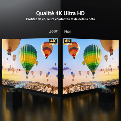 [1500 ANSI/Autofocus/Keystone] HAPPRUN 4K Ultra HD Projector, Home Cinema Beamer met WiFi 6 & Bluetooth 5.2, 300” Scherm met 50% Zoom, Compatibel met Mobiel/TV-Stick/PC / PS5