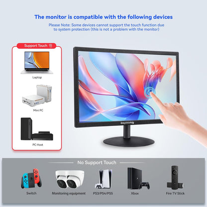 19 inch touchscreen-monitor FHD 1440x900 60Hz multi-touch monitor, PC 16:10 display met luidspreker/HDMI/VGA/Type-B-aansluiting, compatibel met laptop/Ras Pi/Windows OS