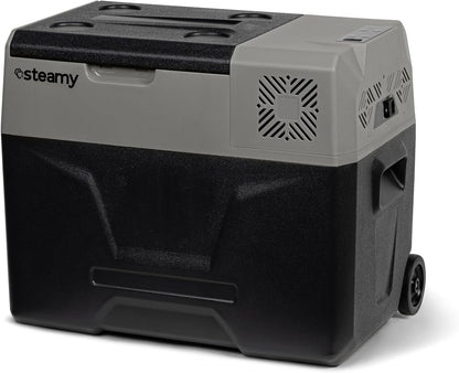 Steamy-E Single Zone 40 Roller, Elektrische Compressor Koelbox met Wielen, 39 Liter, Zwart, 12V/230V, voor vriezen en koelen van -20 tot +20, ideaal voor op de camping