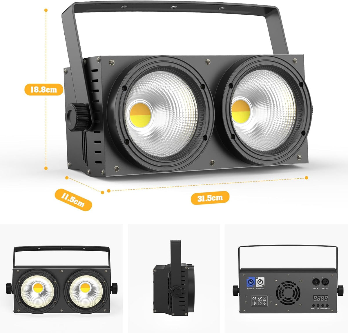 8pcs COB Par, 200W Stage Light Cold/Warm White, 2-in-1 Light Effects Lights with DMX8CH Stage Lighting for Disco, Wedding, Bar Party, Public Lighting