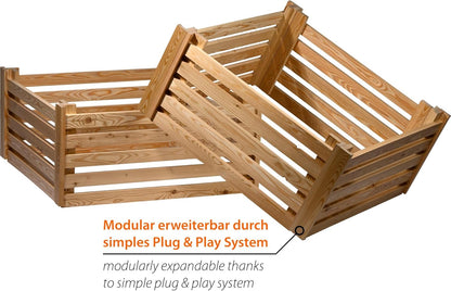 dobar® Green Label Praktische compostbak semi-| compostcontainer van larikshout | tuincompostbak met 350 liter inhoud | 76 x 76 x 73 cm | natuur