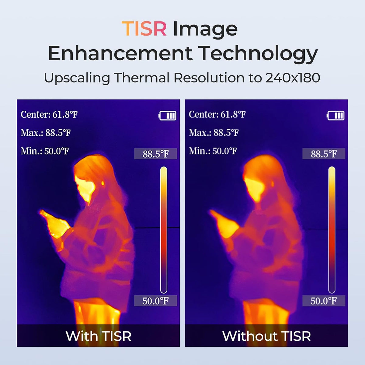 TOPDON TC004 Lite Warmtebeeldcamera, draagbaar, met IR-resolutie van 240 x 180, batterijduur van 15 uur en 2X/4-voudige beeldzoom, temperatuurbereik van -20 °C tot +550 °C