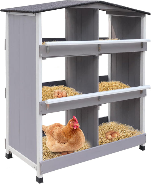 Sleeping nest for chickens, with sloping base, with ventilation holes, easy cleaning, 6 compartments, L x W x H 79 x 52 x 43.5 cm, storage room - QUORE